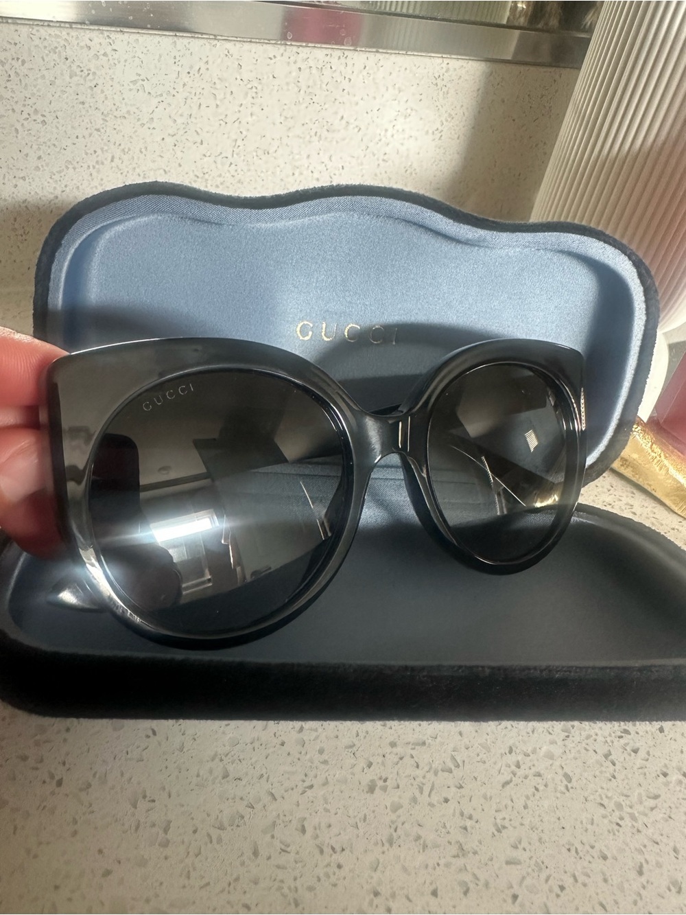 Gucci Black Oversized Round Women's Sunglasses